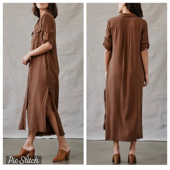 Bella Dahl Midi Shirt Dress in Brown - Picture 2 of 13
